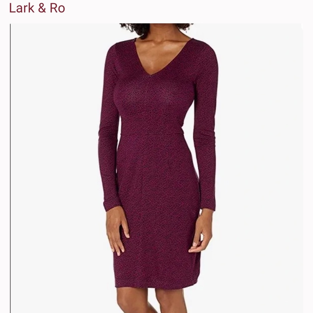 Lark & Ro Black &Pink print Long Sleeved Career   Dress  Size 2